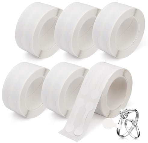 Modixun Schmuck-Preisschilder, Blanko-Schmuckanhänger für Preise, selbstklebende Ringe, Ohrringe, Halsketten, kleine Preisaufkleber, Etiketten für den Einzelhandel, 6 Rollen, Weiß, 3000 Stück