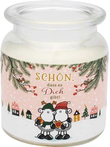 Sheepworld Kerze im Glas Motiv Gibt | Duftkerze mit Vanille-Duft, im bedurckten Glas, Höhe 9 cm | Geschenk für Sie, Freundin, Schwester, Kollegin | 51139