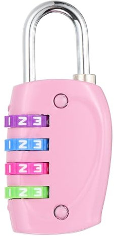 PATIKIL Combination Lock, 4 Digit Outdoor Padlock Waterproof Locker Lock for Luggage Suitcase, Gym Locker, Fence, Filing Cabinets, Toolbox, Gate, Pink with Colorful Wheel