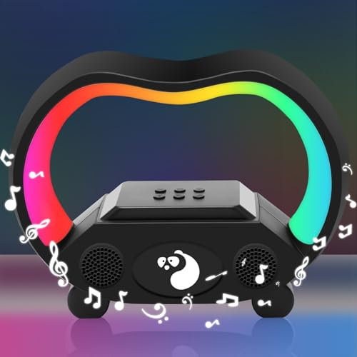 Bluetooth Speaker with Ambient Light – 19 Lighting Modes, Portable Wireless Design, AUX/USB Playback – Multifunctional Atmosphere Lamp and Speaker Combination (Black)