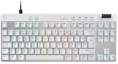 Logitech G PRO X TKL GALVATRON Gaming-Tastatur, ultramobiles Design ohne Ziffernblock, LIGHTSYNC RGB, PBT-Tastenkappen, AZERTY FR - Weiß