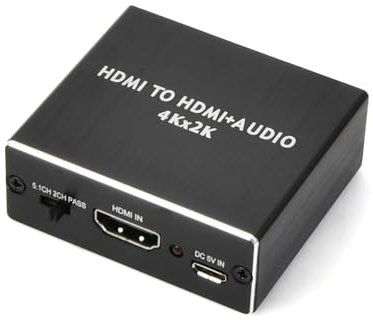 4K x 2K Convertitore Audio HDMI, Estrattore Audio HDMI, Splitter Sound HDMI, HDMI a HDMI Audio Sound Extractor, Optical SPDIF + 3,5 mm Adattatore Audio Stereo, Supporta modalità audio PASS/2.0CH/5.1CH