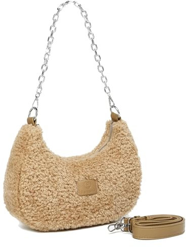 cotwoco Umhängetasche Damen klein Handtasche - Plüsch Hobo Bag Stylische Crossbody Bag,Damen Halbmond Tasche Schultertasche mit verstellbarem Gurt für Verabredungen, Einkaufen und Reisen