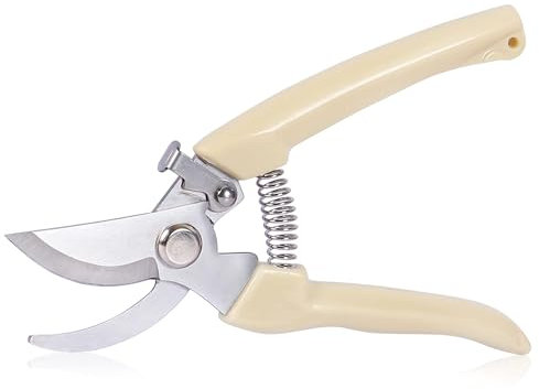 Heavy Duty Garden Secateurs, Secateurs Pruning Scissors with Safety Locking Device, Gardening Pruning Shears, Bypass Pruners for Flowers Fruits Gardening Plants Branches(Ivory White)