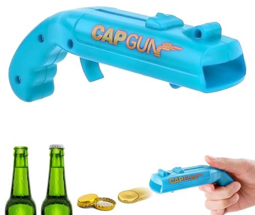 Beer Bottle Opener, Funny Cap Bottle Opener Launcher Shooter for Party Bar Home Shooting Game, Gift for Him Dad Husband (Blue)