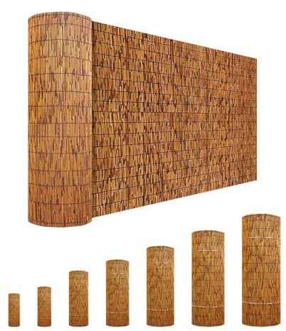 Brise Vue en Roseau Naturel pour Exterieur Terrasse Balcon Jardin Canisse Bambou 1x5m 1.2x4m 1.3x6m 1m50x10m 1m80x15m Clôture D'intimité Clôture De Roseau Rouleaux De Clôture Facile à Installer