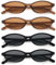 Unning 4 Stück Oval Sonnenbrille Damen Vintage Retro Cateye Sonnenbrillen Set Schmal Lustig Brille