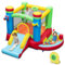 GOPLUS Castillo Inflable para Niños, Casa de Salto Portátil con Resbaladilla, Piscina, Aro de Baloncesto, Juegos de Lanzamiento de Anillos, Tema Musical, Centro de Juego para Niños de 3 a 12 Años