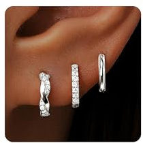 ZHESHY 3 Paar Creolen Silber 925 Gold Damen Kleine Ohrringe Hängend Set | Hypoallergene Wasserfest Goldene Silber Ohrstecker,Ohrringe Hängend,Mehrere Ohrloecher Helix Piercings Set,Schmuck Für Frauen