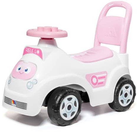 MOLTÓ | RIBLIE GO Lauflernwagen Rose mit 10 Blöcken | 2 in 1 Lauflernwagen und Aufsitzfahrzeug | Fördert die motorischen Fähigkeiten und die Selbstständigkeit | 10 bis 36 Monate