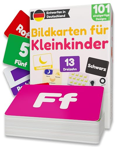 Bildkarten für Kleinkinder | Lernkarten 1-3 Jahre | Alphabet & ABC | Buchstaben Zahlen Tiere Farben Formen | 101 Einzigartige Lernkarten | Sprachförderung & Montessori Lernspielzeug