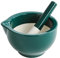 Mortero y machuelas Manual de la cocina de la especia de porcelana Manual de la molinilla de hierbas Tazón de molienda para pasta Mortero y maja de color verde oscuro de ajo