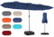 RELAX4LIFE Sonnenschirm, Doppelsonnenschirm mit Ständer & Handkurbel, Großer Marktschirm 400 x 200 cm, Gartenschirm, Terrassenschirm, Sonnenschutz (Blau, Ohne LED-Solar-Beleuchtung)