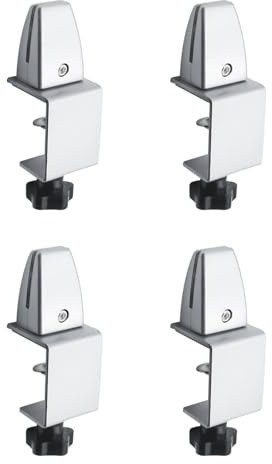 TOP-MAX 4 Stück Trennwand Schreibtisch Halterung Verstellbare Büro Schreibtischtrennwand Clip Schreibtisch Trennwandklemme für Bibliothek, Klassenzimmer, Silber