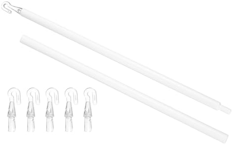 sourcing map 24 Blinds Wand Replacement, Combinable Blinds Tilt Wand with Hook, Vertical Blind Rod Stick for Window Curtain Opener Accessory, White