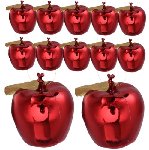 UTHCLO 12 Stück Teiliges Weihnachtsbaum Anhänger Rote Apfel Deko Glänzend Christbaumschmuck Weihnachtsdeko für Tannenbaum Festliche Hängende Ornamente für Weihnachtsfeier und