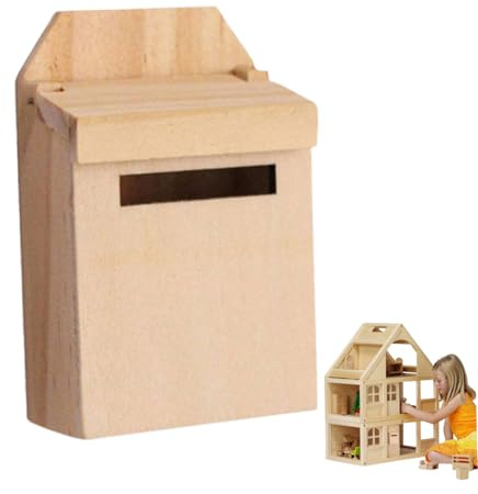 Grtheenumb Boîte aux Lettres Miniature Mini boîte aux Lettres à Rabat en Bois Maison de poupée décoration modèle Accessoire pour Enfants Couleur Bois |