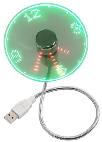 ZYNCUE USB Uhr Ventilator mit verstellbarem Metallschlauch und Echtzeitanzeige, für Zuhause und Büro, Silber