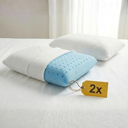 cuscini fiber - Coppia Cuscini Memory Foam Forato Traspirante e Fresco Alto 13cm, Cuscini Letto Matrimoniale con Fodera Silver Sicura per la Pelle, Guanciale Letto Antiacaro Anallergico Made in Italy