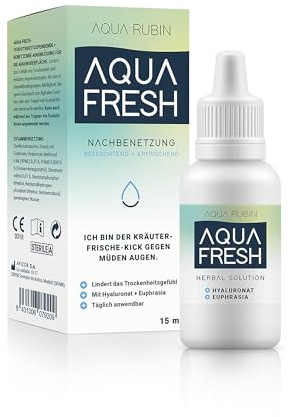 AQUA FRESH Augentropfen mit Hyaluronat & Euphrasia – Hyaluron-Augentropfen, Euphrasia-Augentropfen für natürliche Feuchtigkeit – Augentropfen-Kontaktlinsen für trockene, müde Augen (1x15ml)