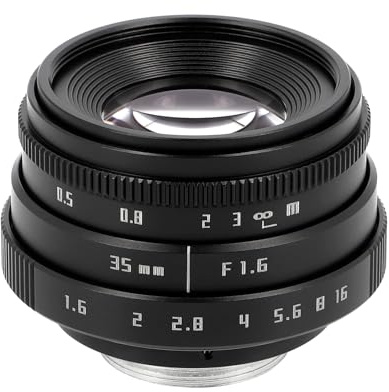 ayex 35mm F1.6 C-Mount Objektiv Schwarz - Manuelles APS-C Portrait- & Cine-Objektiv aus Metall