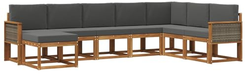vidaXL Outdoor-Sofagarnitur mit Kissen 8 pcs Natur und Anthrazit, Moderner Garten Sofa, wetterfeste Eckcouch, Möbel zum Entspannen auf Terrasse, Patio Lounge und Komfortset