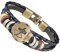 Mianova Unisex Leder Armband Armreif Surfer Armband Armreif Vintage Leder Armband Armreif mit Sternzeichen Charms Schwarz Altgold Schütze