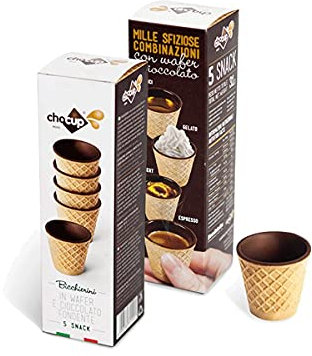 5 Chocup, Mini Bicchiere Tazzina Cialda al Cioccolato per Caffe, Cioccolata - 30ml