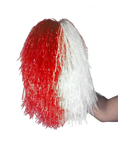 Horror-Shop Rot-Weißer Cheerleader Tänzerin Pompon Puschel