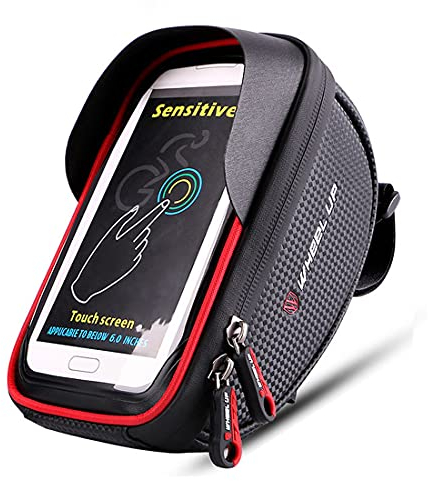 XPhonew Bike Handlebar Bag, Bicycle Phone Mount, Waterproof Cycling Frame Top Tube Pouch Pannier Bike Phone Holder Stand for iPhone 16 15 14 13 12 11 Pro Max XS 8 Plus Samsung Smartphones up to 6.5''