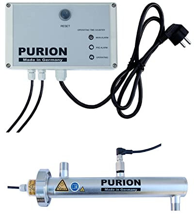 PURION 500 Wechselstrom UV-Anlage mit 10W und 400l/h Desinfektionsleistung, Wasserklärer mit Sensorüberwachung