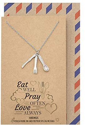 quan jewelry Spoon Fork Knife Necklace for Women, Best Friend Gift