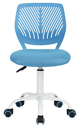 Homy Casa Schreibtischstuhl Verstellbarer drehbarer Bürostuhl Stoffsitz Ergonomischer Arbeitsstuhl ohne Armlehne Blau