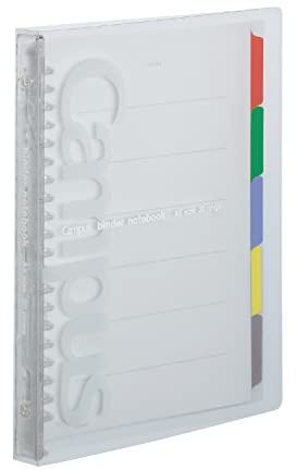 Kokuyo Campus Slide Binder with 5 Tab Dividers, Slim Type, A5, 20 Holes, Up to 65 Sheets, Transparent, Japan Import (RU-P133NT)
