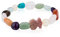 TOUS Damen Rhodonit Kugeln Elastisches Armband mit Sterling Silber Bär Muster, Länge 17cm, jung und frisch, Icon Color Kollektion