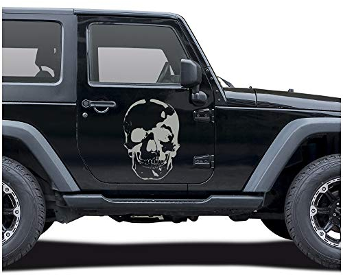 Finest Folia Totenkopf Aufkleber Sticker Auto Boot Motorrad Caravan Dekor KX026 (Mittelgrau, 80cm x 55cm)