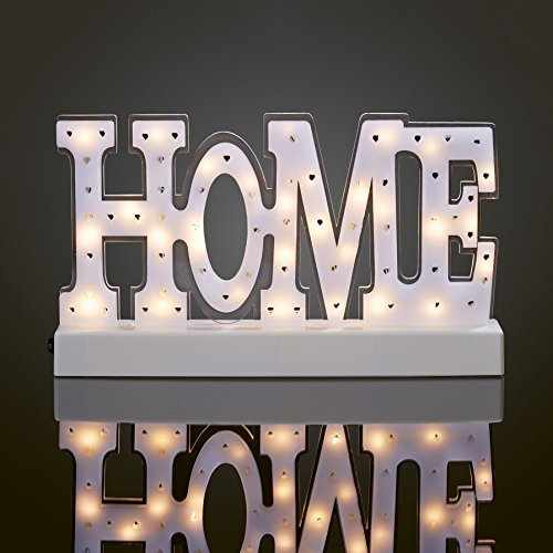 hellum LED Schriftzug Home, 25 LED, warmweiß, batteriebetrieben (3X AA, Nicht enthalten), innen IP20, Winterdecoration, Wohnzimmer, Dekoration, Weihnachtsdecoration, 522464