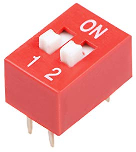 sourcing map 50 Stück DIP-Schalter 1-2 Bits für Rastermaß der Leiterplatte 2,54 mm Rot
