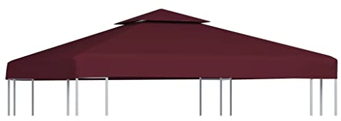 vidaXL Toile Supérieure Double de Belvédère 310 g/m² 3x3 m Bordeaux Tonelle
