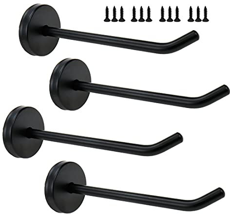 Rannb Wall Mount Hook Single Hook Stainless Steel Long Coat Hook Robe Hanger fit for Kitchen, Bedroom & Living Room 120mm/4.7 Length - Pack of 4