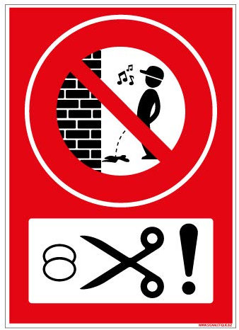 Adhésif Interdiction d'Uriner - Dimensions 150x210 mm - Protection Anti-UV