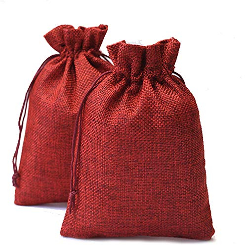 DAHI Jutesäckchen Adventskalender zum Befüllen 13x18cm Säckchen Geschenke für Hochzeit Verlobung (Dunkelrot 13x18cm)