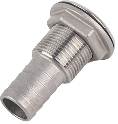 Akozon Boat Plumbing Stainless Steel Thru-Hull Fitting Hose Barb Marine Barbed Hose Thru Drain for Boats Yachts