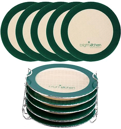 Bright Kitchen 5 Dehydrating Sheets Compatible with Ninja Foodi Dehydrator - 8 Circle Non Stick Drying Herbs Chips Fruit Leather Jerky Food Liner Mats Pressure Cooker