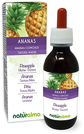 Ananas (Ananas comosus oder A. sativus) Stiele der Früchte Alkoholfreier Urtinktur Naturalma - Flüssig-Extrakt Tropfen 120 ml - Nahrungsergänzungsmittel - Veganer
