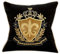 Brillabenny Kissen Cover Luxury Royal Wappen Krone Samt Schwarz und Gold Gold, Lilie Sofa Home Decor Luxus Yatch Sessel Wohnzimmer (Schwarz Gold 1)