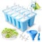 Moule Glace 10 Cavités, Avec Batonnet Glace, Brosses Et Entonnoirs Pliants, Silicone Moule à Glace Pour Glace, Sans BPA （Bleu)