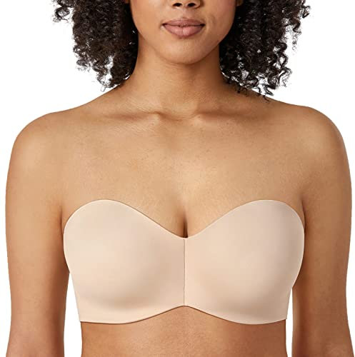 DELIMIRA Reggiseno a Fascia Multifunzione Donna Minimizer Senza Imbottitura con Ferretto Beige 4F