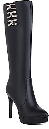 Tg21-192 - Stivali da donna con punta a spillo, con tacco alto da 12 cm, Nero , 42 EU