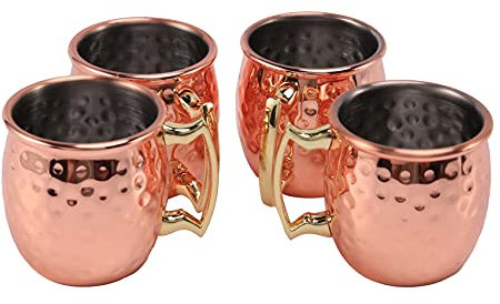 Bzocio 2-Unzen Edelstahl Moskau Mule Becher Espresso Tassen Kupfer Vergoldet Becher Schuss Tassen 4Er-Set